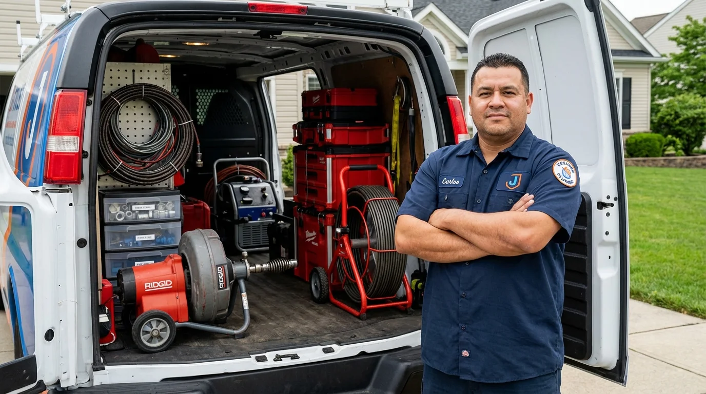 Professional drain cleaning equipment and Johns Plumbing LLC plumber in Whitney