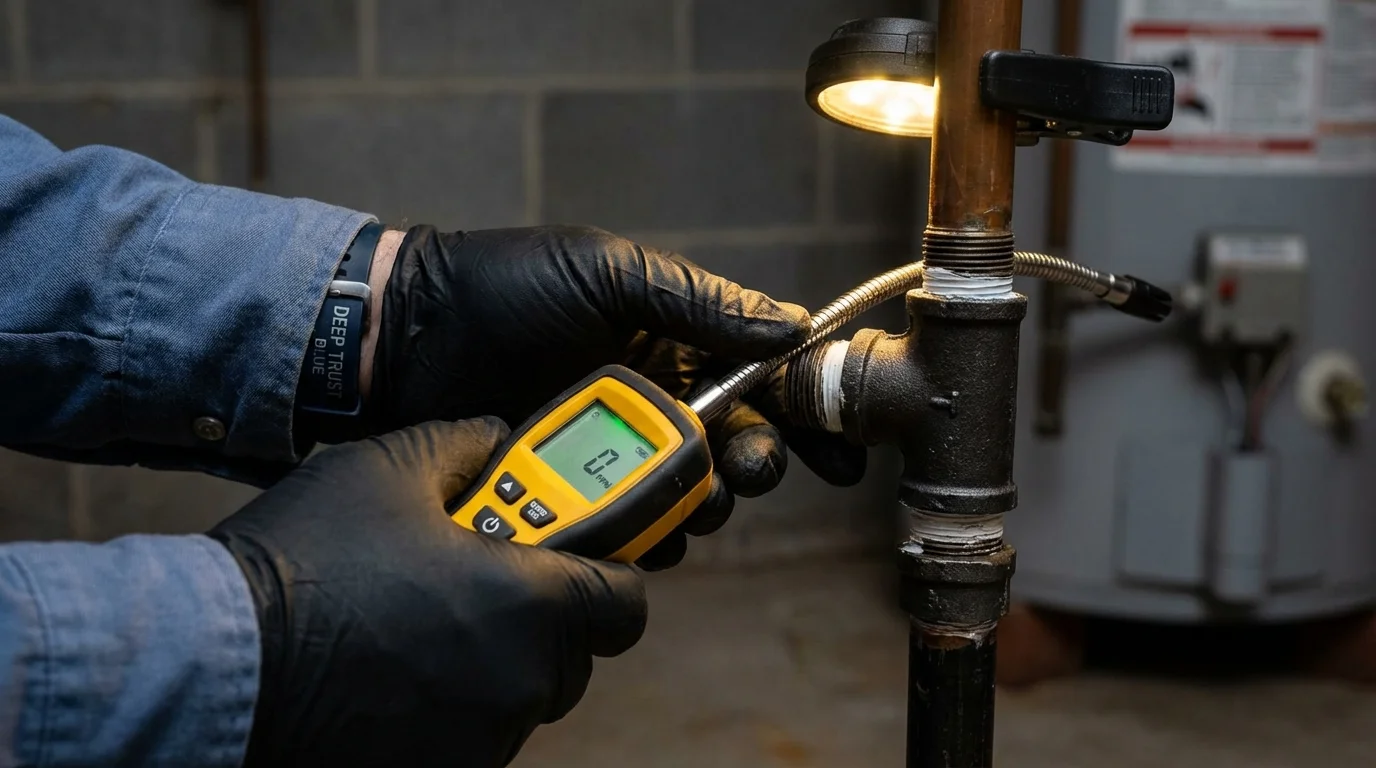 Gas leak detection with electronic sniffer by Johns Plumbing LLC in Whitney